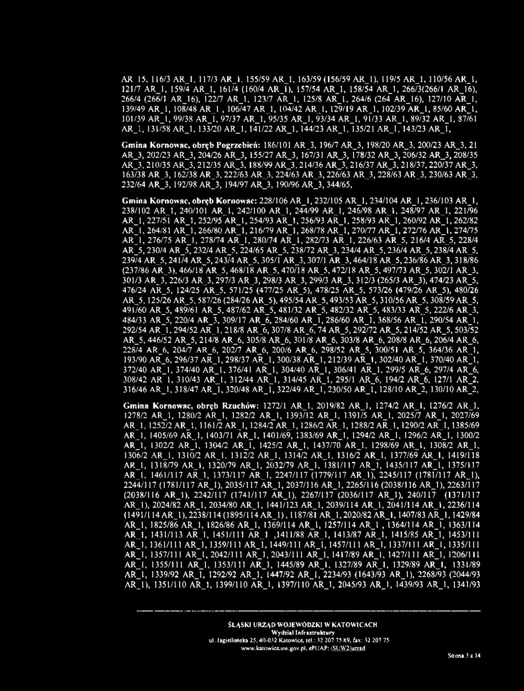 AR 15, 1L6/3 A R J, 117/3 A R J, 155/59 A R J, 163/59 (156/59 A R J), 119/5 A R J, 110/56 A R J, 121/7 A R J, 159/4 A R J, 161/4 (160/4 A R J ), 157/54 A R J, 158/54 A R J, 266/3(266/1 A R J 6),