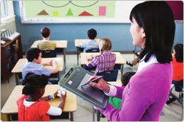 With wireless tablet a teacher can control board and draw to it from anywhere in the classroom, and there is no masking the board itself.