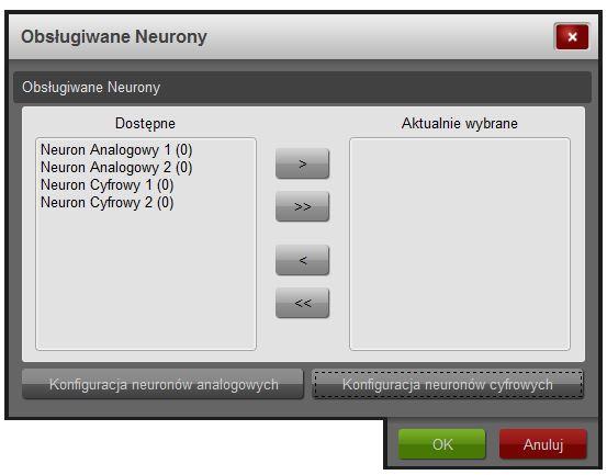 Rysunek 4: Okno wyboru obsługiwanych Neuronów 1.