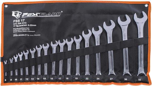 FESTmann, stal CrV, polerowane, DIN 838 Set of FESTmann offset ring spanners, CrV steel, polished DIN 838 F01108 FSOS 06 65,00 zł 1 15250 F01110 FSOS 12 225,00 zł 1 15274 F01109 FSOS 08 102,00 zł 1