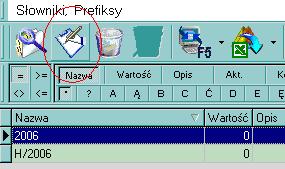 Po otwarciu okna z listą prefix ów, tworzymy nową pozycję, za pomocą ikony [Nowy]. W polu [Nazwa] wpisujemy nazwę nowego prefix u, np.