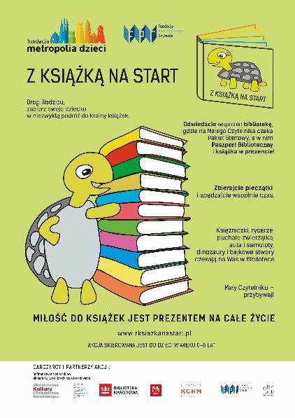 Projekt Z książką na start skierowany był do dzieci w wieku od 0 do 6 lat i miał na celu zachęcenie rodziców do czytania swoim dzieciom oraz do wspólnego odwiedzania bibliotek.