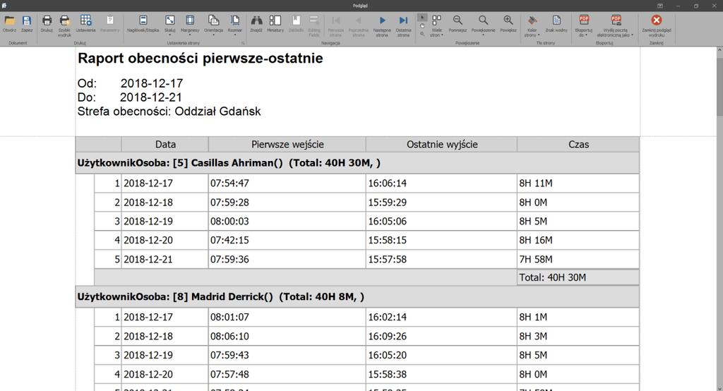 Monitor Strefy Obecności Monitor Strefy Obecności umożliwia uzyskanie informacji o tym, którzy użytkownicy znajdują się w wybranej strefie a którzy poza nią.