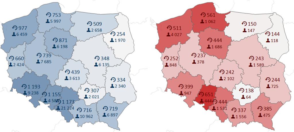 Wybrane deficytowe świadczenia w województwie śląskim na tle pozostałych województw Endoprotezoplastyka stawu kolanowego Liczba oczekujących i czas w województwie od grudnia 2015 r. do grudnia 2017 r.