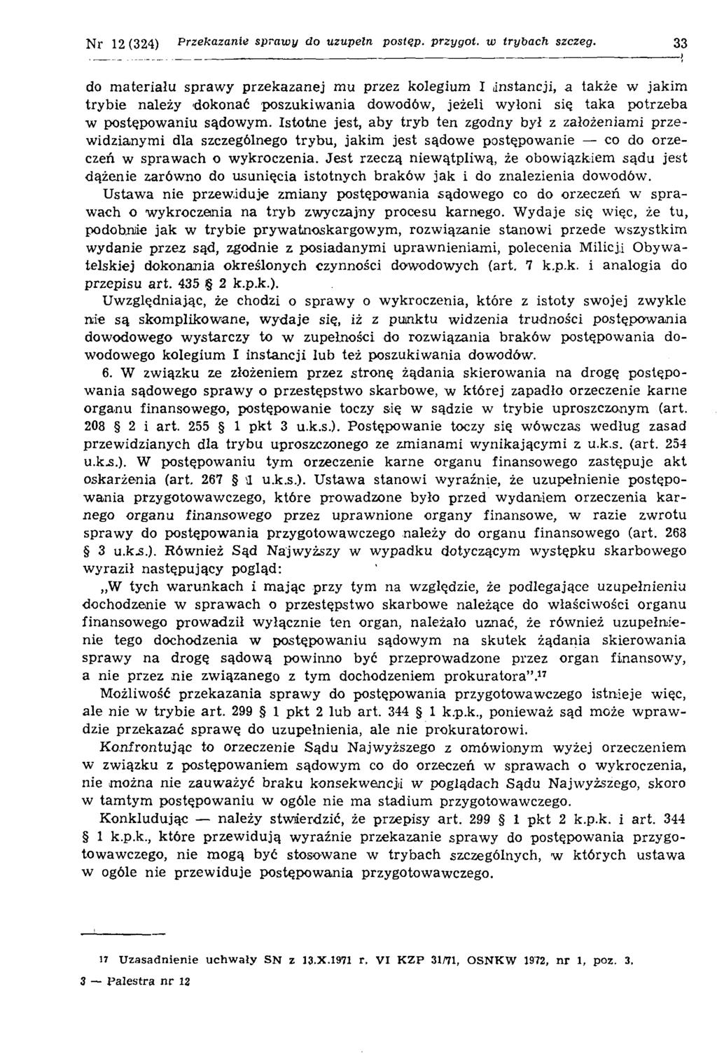 N r 12(324) Przekazanie sprawy do uzupełń postęp, przygot. w trybach szczeg.