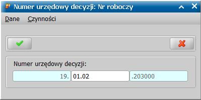 Umożliwienie usunięcia pomarańczowego składnika Numer kolejny z definicji autonumeracji decyzji, pod warunkiem umieszczenia w tej samej definicji składnika Tekst podawany podczas zatwierdzenia. a. Ta możliwość będzie przydatna w Ośrodkach, w których stosuje się złożoną numerację np.