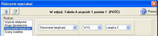 Wyjaśnienia do listingu programu: Rysunek 5. LCN-UPP+FI1 -> Tabela A -> przycisk 1 -> Cel 1 -> Długo -> Sterowanie lampkami Rysunek 6.