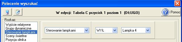 LCN-UPP+FI1 -> Tabela C -> przycisk 1 -> Cel 1 -> Długo -> Sterownie lampkami Rysunek 11.