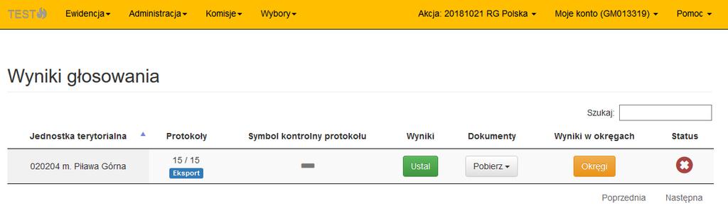 4. Ustalenie wyników wyborów Po wpłynięciu do systemu WOW danych wszystkich protokołów obwodowych dla wybranej