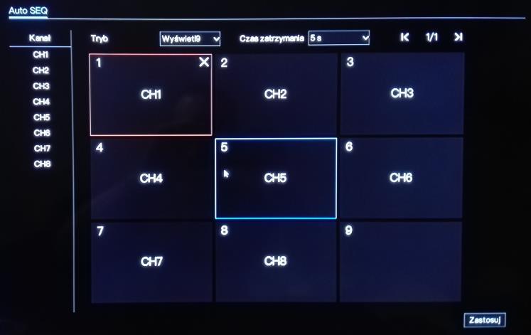 3.7.2 Ekran W tym menu możliwe jest skonfigurowanie porządku wyświetlania kamer na monitorze podłączonym pod wyjście HDMI/VGA.