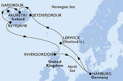 MSC Preziosa **** Islandia słynie z surowości klimatu, dużych odległości między miastami oraz z gwałtownych zmian warunków atmosferycznych. Islandia to jeden z najpiękniejszych krajów w Europie.