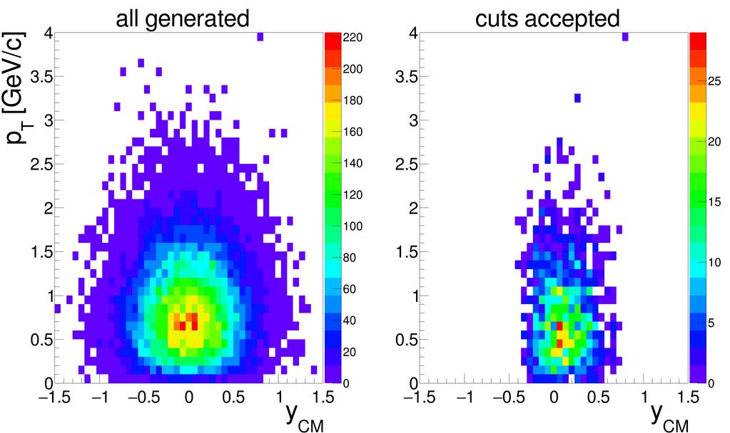 3.5 NA61/SHINE beyond 2020 Figure 17: Transverse momentum (momentum in plane perpendicular to beam axis) and rapidity (y = 1 E+pL 2 ln E p L, where: E energy, p L = p z momentum along z axis; y CM