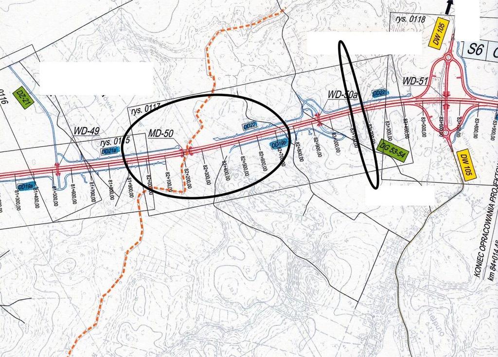 B A Rys. 1. Plan orientacyjny z Projektu zagospodarowania terenu budowy drogi z obszarami bagiennymi w ciągu trasy (A, B).