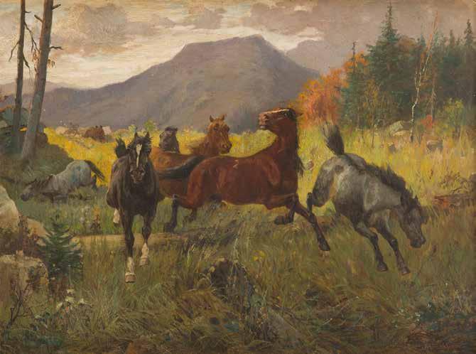 6 JÓZEF JAROSZYŃSKI (1835-1900) Konie olej/płótno, 45 x