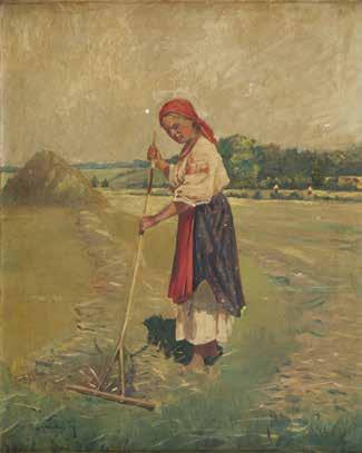 16 16 WINCENTY WODZINOWSKI (1866-1940) Odpoczynek żniwiarzy olej/tektura, 68,5 x 96,5 cm (w świetle ramy)