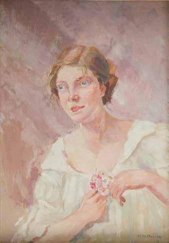 57 WANDA CHEŁMOŃSKA (1891-1971) Dziewczyna z bukiecikiem stokrotek, 1914 r.