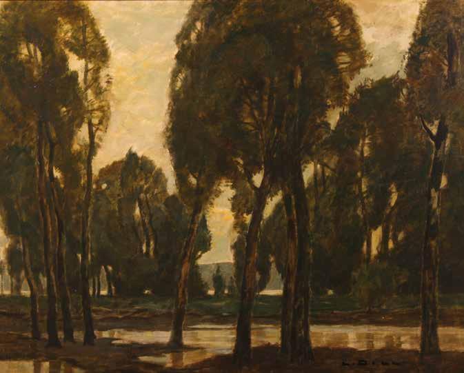 88 LUDWIK DILL (1848-1940) Drzewa na podmokłej łące olej/karton, 72 x 92 cm