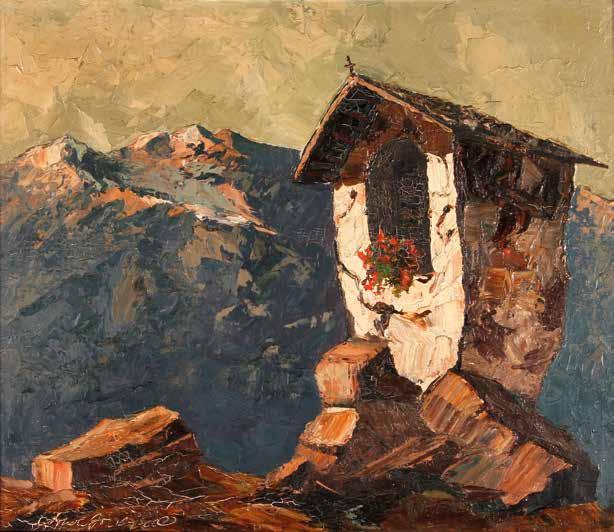 93 ARNOLD GRÄBONE (1896-1982) Kapliczka w górach olej/płótno, 60,5 x 70 cm