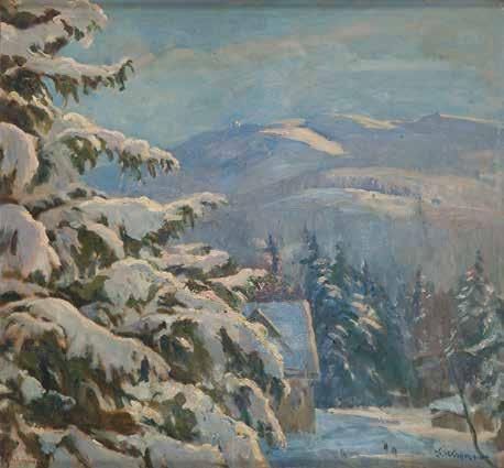 tle Śnieżnych Kotłów w Karkonoszach 103 olej/deska, 75 x 68 cm sygnowany p.d.: 'G.