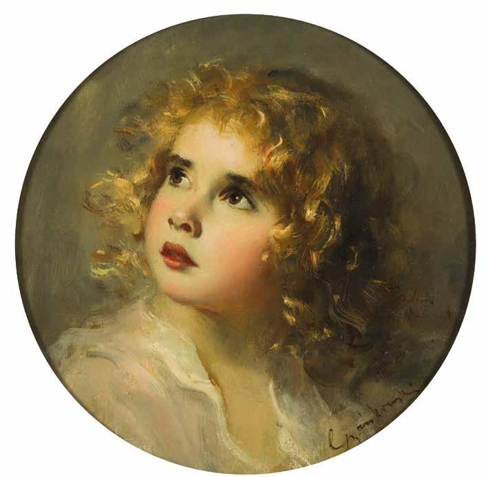 125 BOLESŁAW SZAŃKOWSKI (1873-1953) Portret dziewczynki olej/płótno naklejone na deskę, śr.