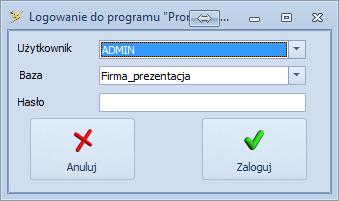 3. Logowanie Logowanie do programu odbywa się przy użyciu danych z Comarch ERP Optima: Użytkownik operator z Comarch