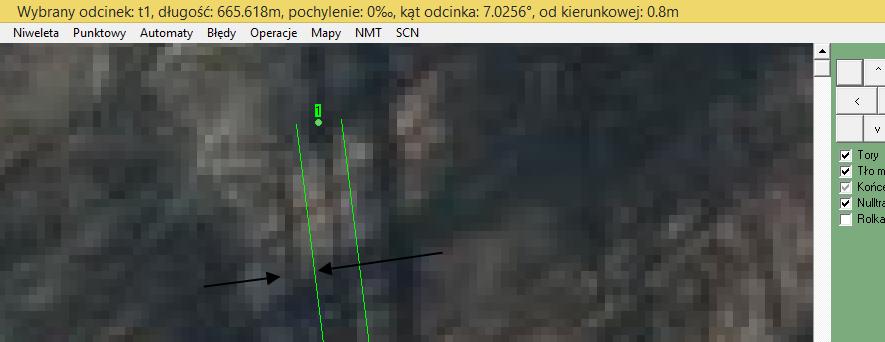 Ustawiamy nową. Ostatnie dwa działania powtarzamy, aż tor pokryje się z podkładem mapowym (jeżeli kierunkowa jest na szynie wpisujemy ±0.