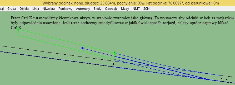 Po wstępnym ustawieniu, dodajemy tor od Point4, Ctrl K.