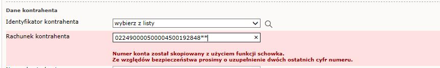 Wyczyść usuwa z pól wprowadzone dane, celem ponownego wypełnienia wszystkich danych 5.4. Po wybraniu opisywanej powyżej akcji Dalej nastąpi przejście do ekranu pośredniego.