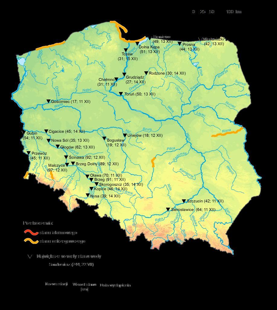 4. Przekroczenia stanów ostrzegawczych i alarmowych oraz najwyższe dobowe wzrosty