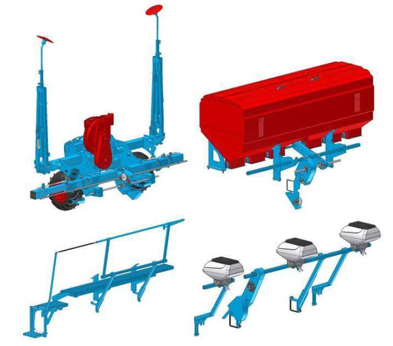 PREZENTACJA RAMY MONOBLOC 2 CLASSIC Modele Rama Szerokość transportowa Zaczep Liczba rzędów Rozstaw między rzędami Ogumienie Liczba przełożeń przekładni dystansowej Znaczniki przejazdów Podsiewacz do