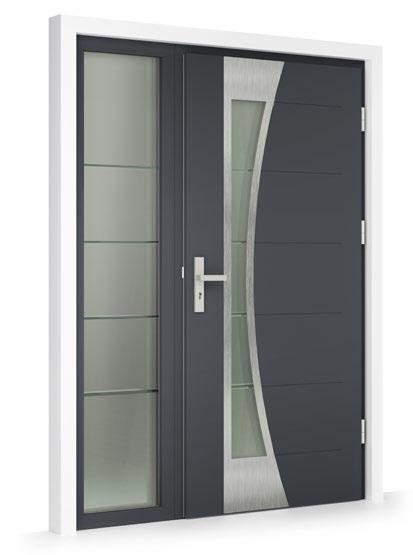 NAŚWIETLA 15 2-IN14 z naświetlem bocznym na wizualizacji drzwi w kolorze Antracyt Ciemny NAŚWIETLA ALUMINIOWE BOCZNE I GÓRNE można je stosować z drzwiami OPTIMA i TERMA z ościeżnicą aluminiową