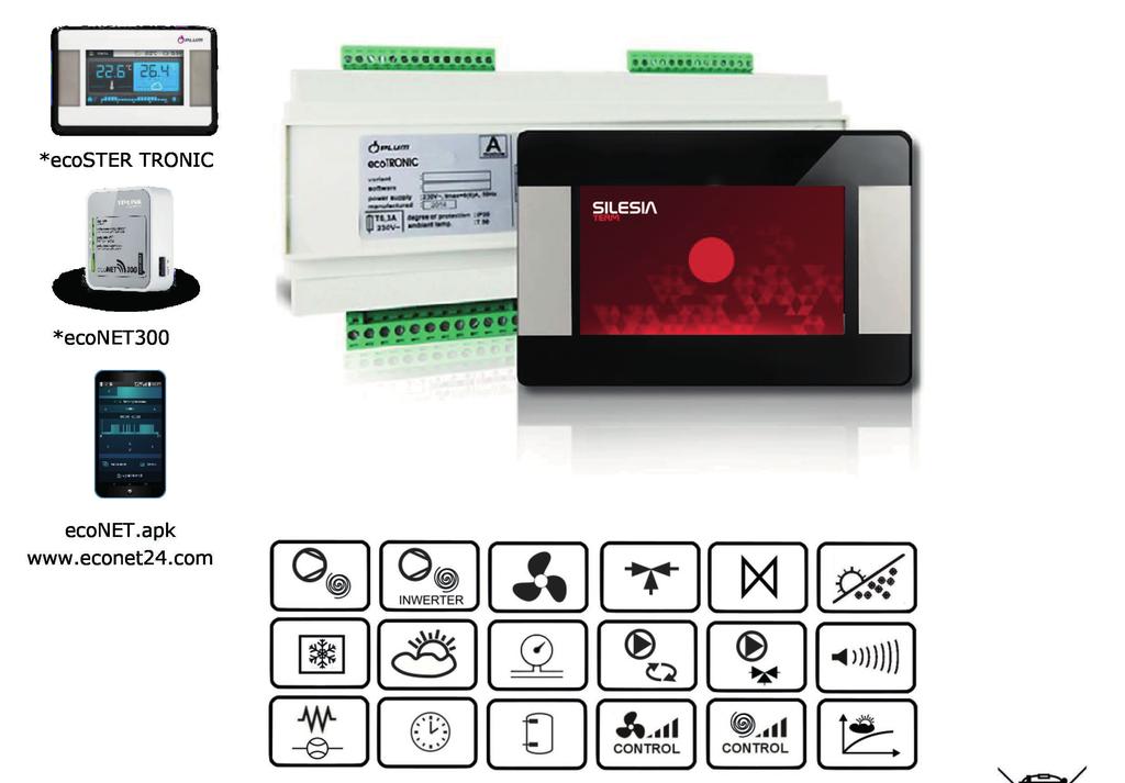 Katalog 2019 STEROWNIK ST PREMIUM CONTROLLER Regulator ecotronic200 steruje pracą powietrznej pompy ciepła z wykorzystaniem pomiarów ciśnień i temperatury w obiegu pompy ciepła.