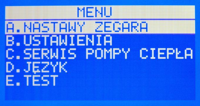 Do menu głównego przechodzi się z ekranu podstawowego przyciskając 3 x klawisz. Aby przejść do wybranej grupy nastaw należy ja podświetlić i przycisnąć klawisz.