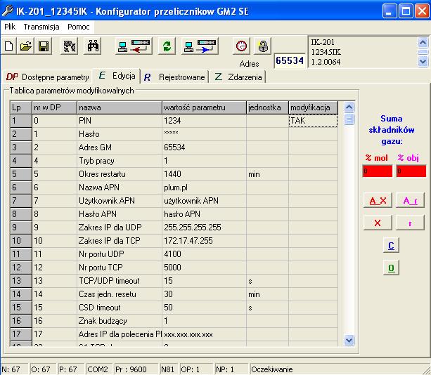 Rys. 3-5 Konfigurator przeliczników-modyfikacja parametru PIN Rys.