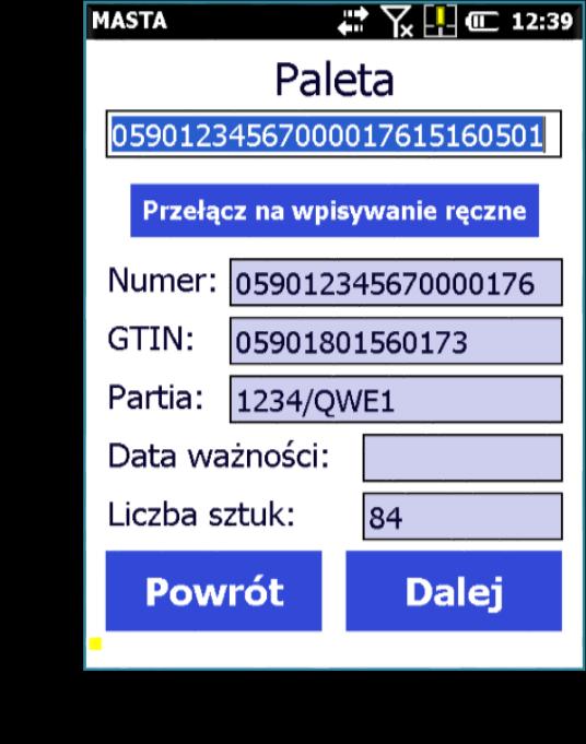 W przypadku poprawnym, na ekranie terminala wszystkie pola są wypełnione danymi.