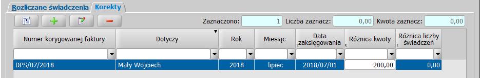 Nie można wskazać dokumentów rozliczeniowych, które nie zostały rozliczone, zatem przed skorzystaniem z opisanej tu funkcjonalności, należy rozliczyć fakturę do której odnosi się faktura korygująca.