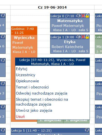 Jak wpisać temat i obecności na wycieczce? Krok 1.