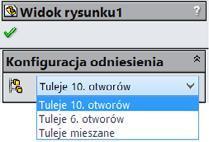 Rysunek 9.38. Przykład zmiany konfiguracji widoku Nazwy operacji, szkiców, wymiarów Poniżej wykorzystamy plik części zamodelowany w rozdziale Podstawy konfiguracji części.