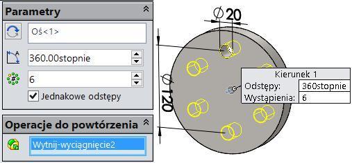 Jeżeli będziemy korzy-stać z osi tymczasowych, to najlepiej wygasić otwór środkowy przed wykonaniem operacji powielenia otworów):