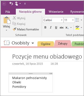 1.3.2 Podstawowe tworzenie notatek Tworzenie notatki, robienie listy zadań, pisanie odręczne, wklejanie fragmentów ekranu,