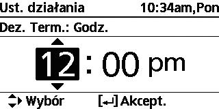 Menu Dla instalatora Menu Domyślne ustawienie Opcje ustawień / Wyświetlacz Dez. Term. Można ustawić sterylizację w 1 lub więcej dniach tygodnia. Ndz / Pon / Wt / Śr / Czw / Pt / Sob Dez. Term.: Godz.