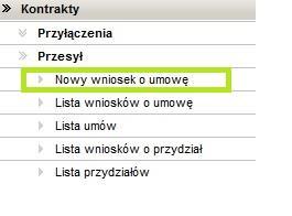 Rozdział I Wniosek o umowę przesyłową ZUP: Złożenie wniosku o umowę przesyłową.