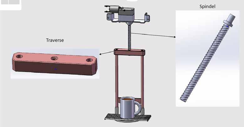 Kaffeeautomat Coffee machine Schneidemaschine Cutting machine In einer automatischen Tassentischverstellung für Kaffeevollautomaten mit sensorgesteuerter Höhenverstellung kommt eine 3Dgedruckte