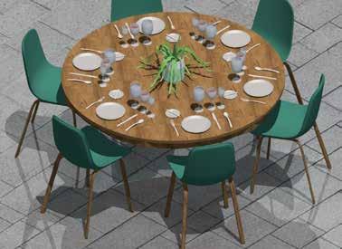 Esstisch Dining table Jagdhochsitz Hunter s perch Bei einem runden Esstisch für sechs Personen lässt sich