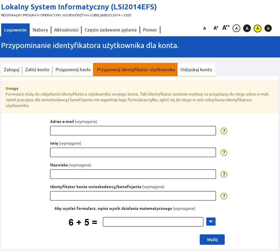 7. Odzyskiwanie konta Jest to funkcja, która pozwala na odzyskanie konta wraz z danymi projektów przez nowo zakładane konto.
