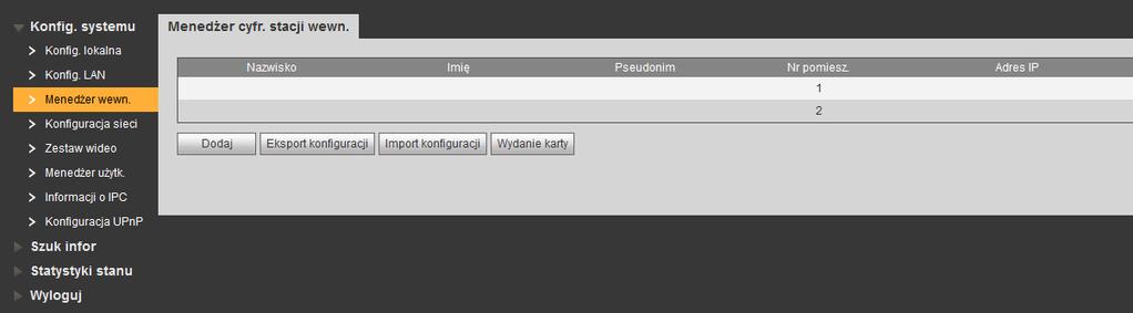 3-4 naciśnij OK aby zapisać, w analogiczny sposób dodaj kolejne lokale, gotowa lista lokali powinna wyglądać w następujący sposób