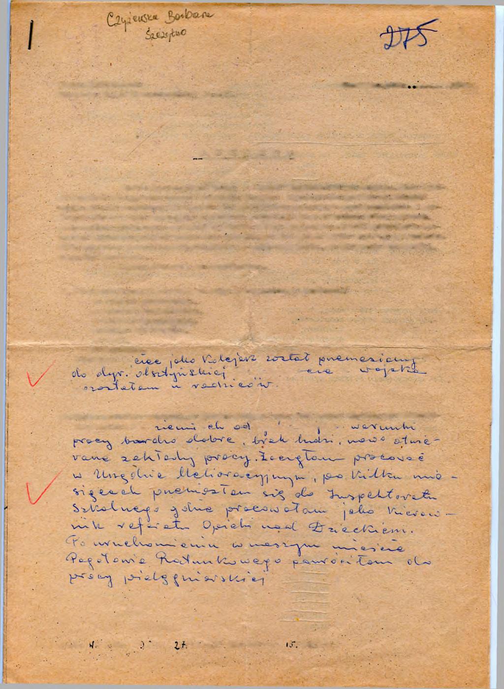 % Irena Królikowska Warszawa lo,ul.sempołowskiej 3 m.25. Warszawa*dnia 1967r. A N K I E T A Zamierzam napisać pracę o losach kombatantek po wojnie.