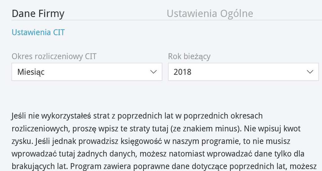 Wprowadzone ustawienia Zapisz. W kolejnych latach nie musisz zmieniać ustawień, system będzie je pamiętał. Zmieniając rok obrachunkowy, wybierz odpowiedni rok w miejscu Rok bieżący.