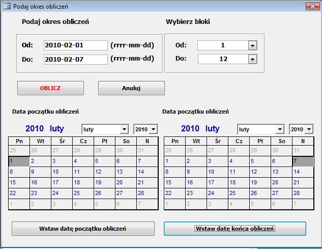 3272 Andrzej OZIEMSKI, Roman SIKORA Rys.4. Widok formularza do wprowadzania Ŝądanych kryteriów w przypadku wykonywania tzw. obliczeń dziennych Na rys.