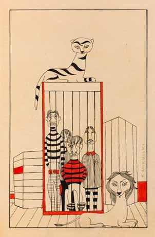 105 KAZIMIERZ MIKULSKI (1918-1998) Korsarze w klatce ilustracja do książki "Menażeria kapitana Ali" Ludwika Jerzego Kerna, 1957 r.